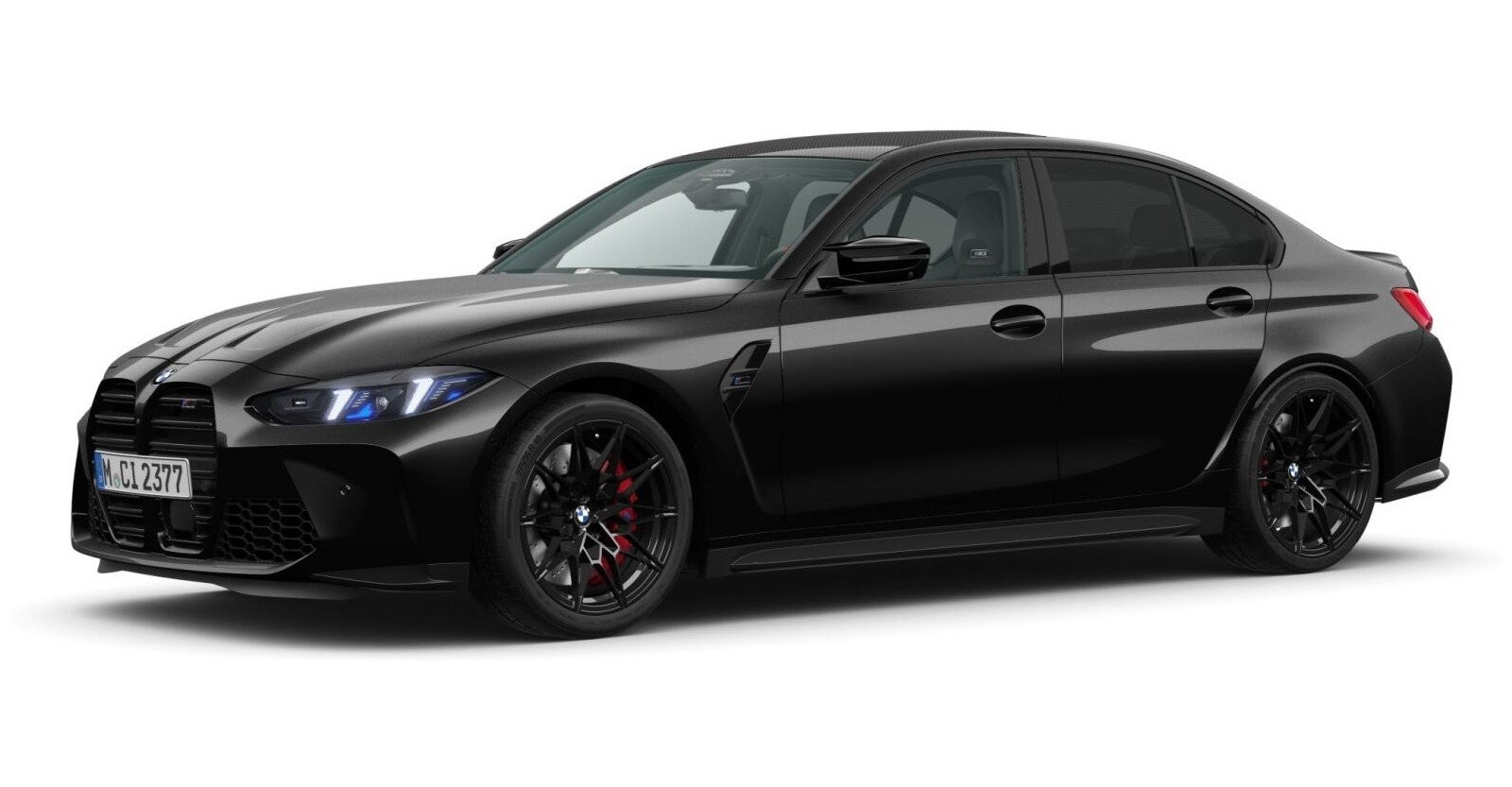 BMW M3 Competition Limousine mit M xDrive in Schwarz von vorne BMW M3 Competition Limousine mit M xDrive in Schwarz von vorne