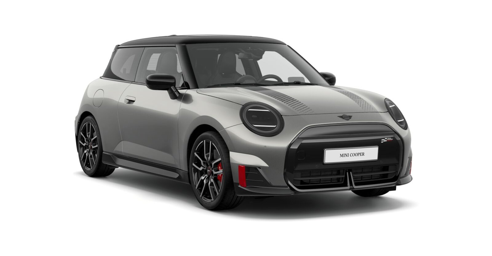 MINI John Cooper Works E in Silber von vorne MINI John Cooper Works E in Silber von vorne