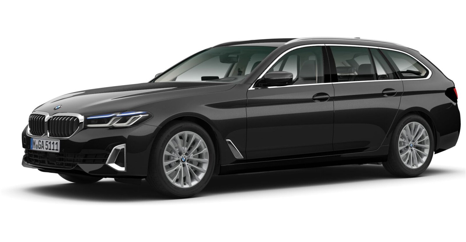 BMW 540d xDrive Touring in Schwarz von vorne BMW 540d xDrive Touring in Schwarz von vorne