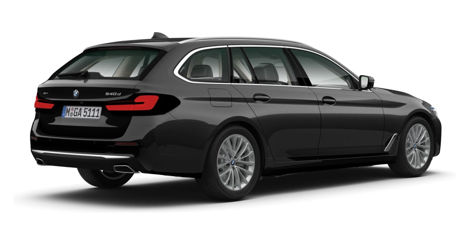 BMW BMW 5er in Schwarz von hinten
