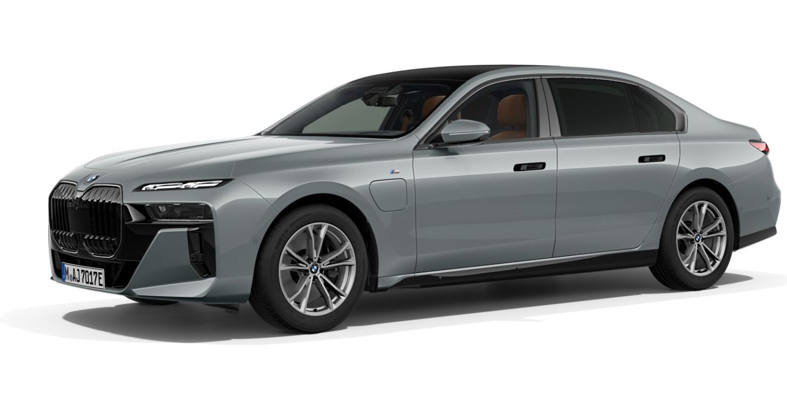 BMW 750e xDrive Limousine in Grau von vorne