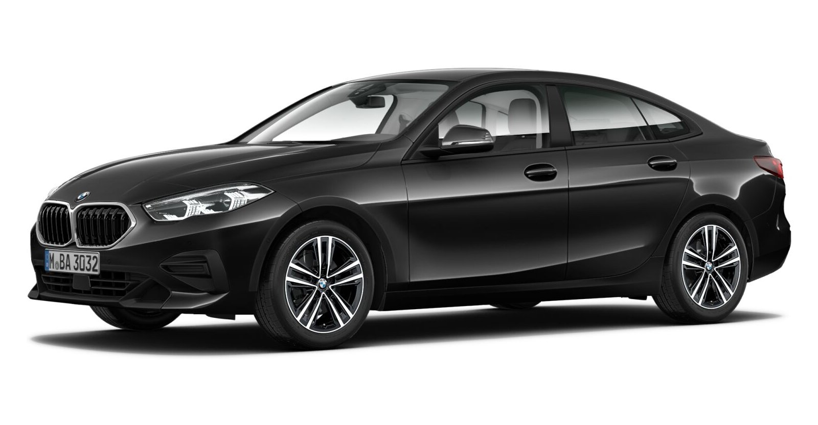 BMW 218i Gran Coupé in Schwarz von vorne BMW 218i Gran Coupé in Schwarz von vorne