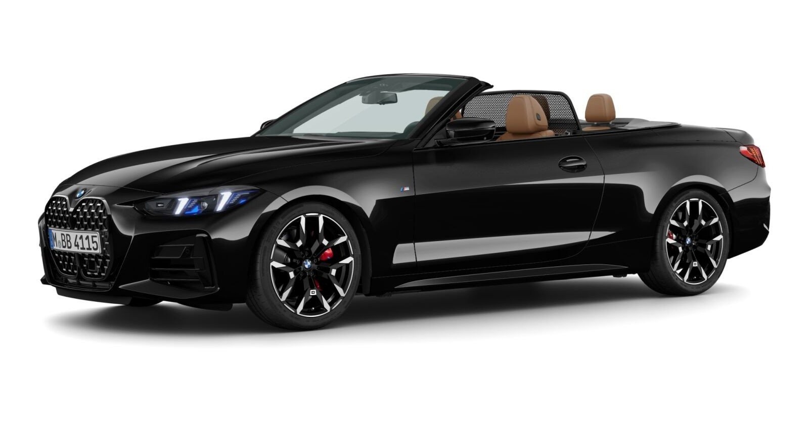 BMW 430i xDrive Cabrio in Schwarz von vorne BMW 430i xDrive Cabrio in Schwarz von vorne