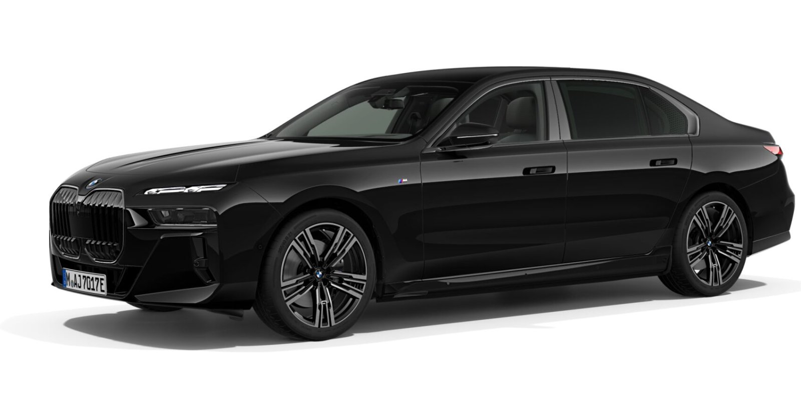 BMW i7 eDrive50 Limousine in Schwarz von vorne