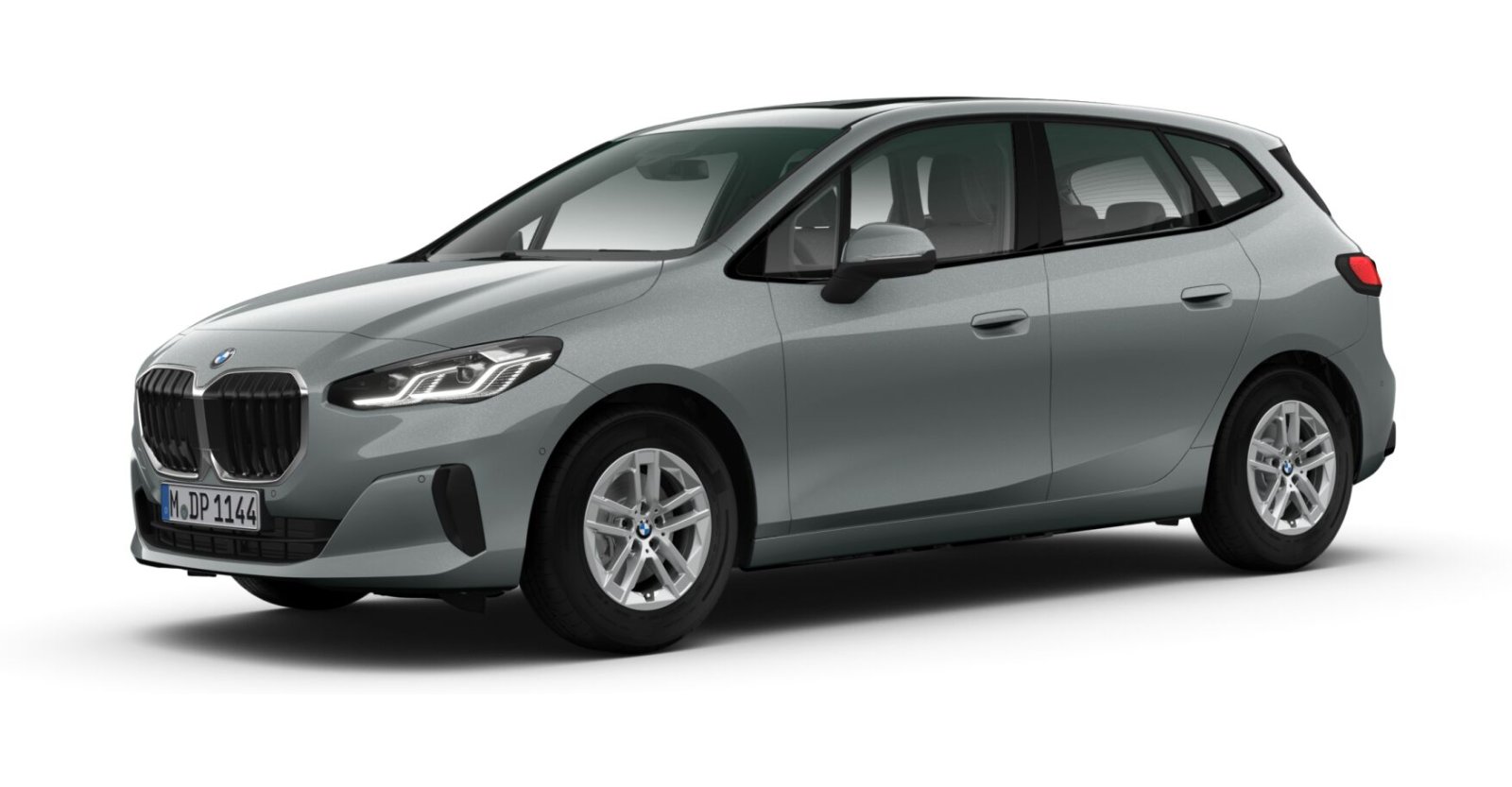 BMW 218i Active Tourer in Grau von vorne