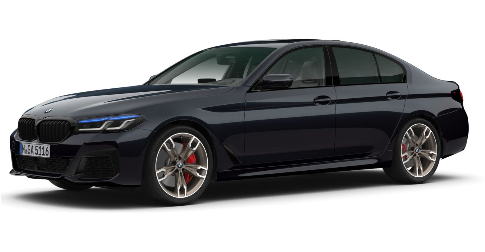 BMW M550i xDrive Limousine in Schwarz von vorne BMW M550i xDrive Limousine in Schwarz von vorne