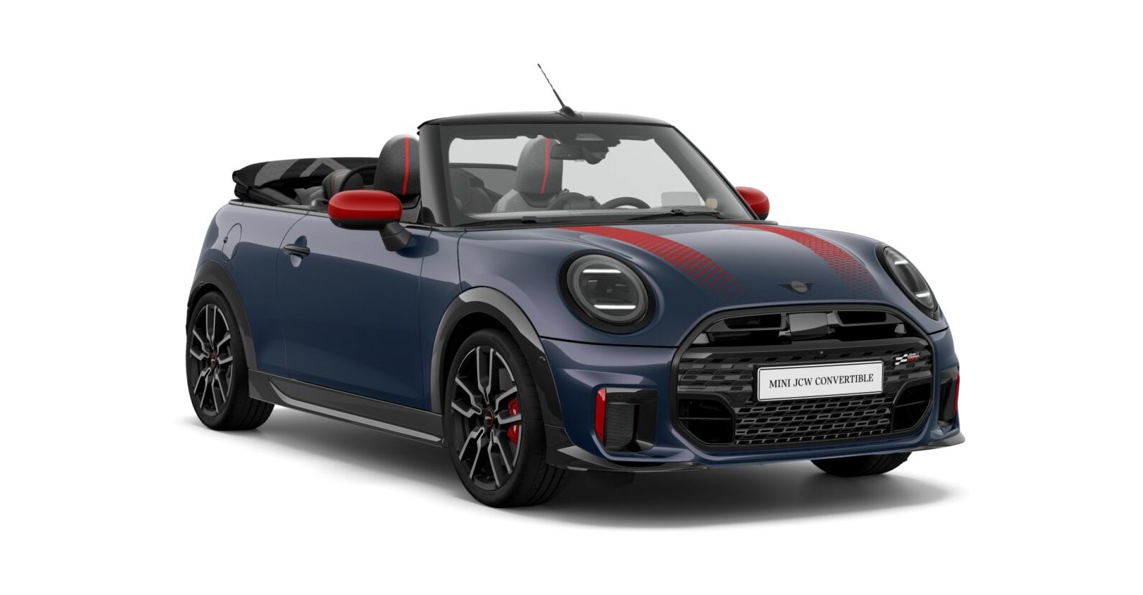 MINI John Cooper Works Cabrio in Blau von vorne MINI John Cooper Works Cabrio in Blau von vorne