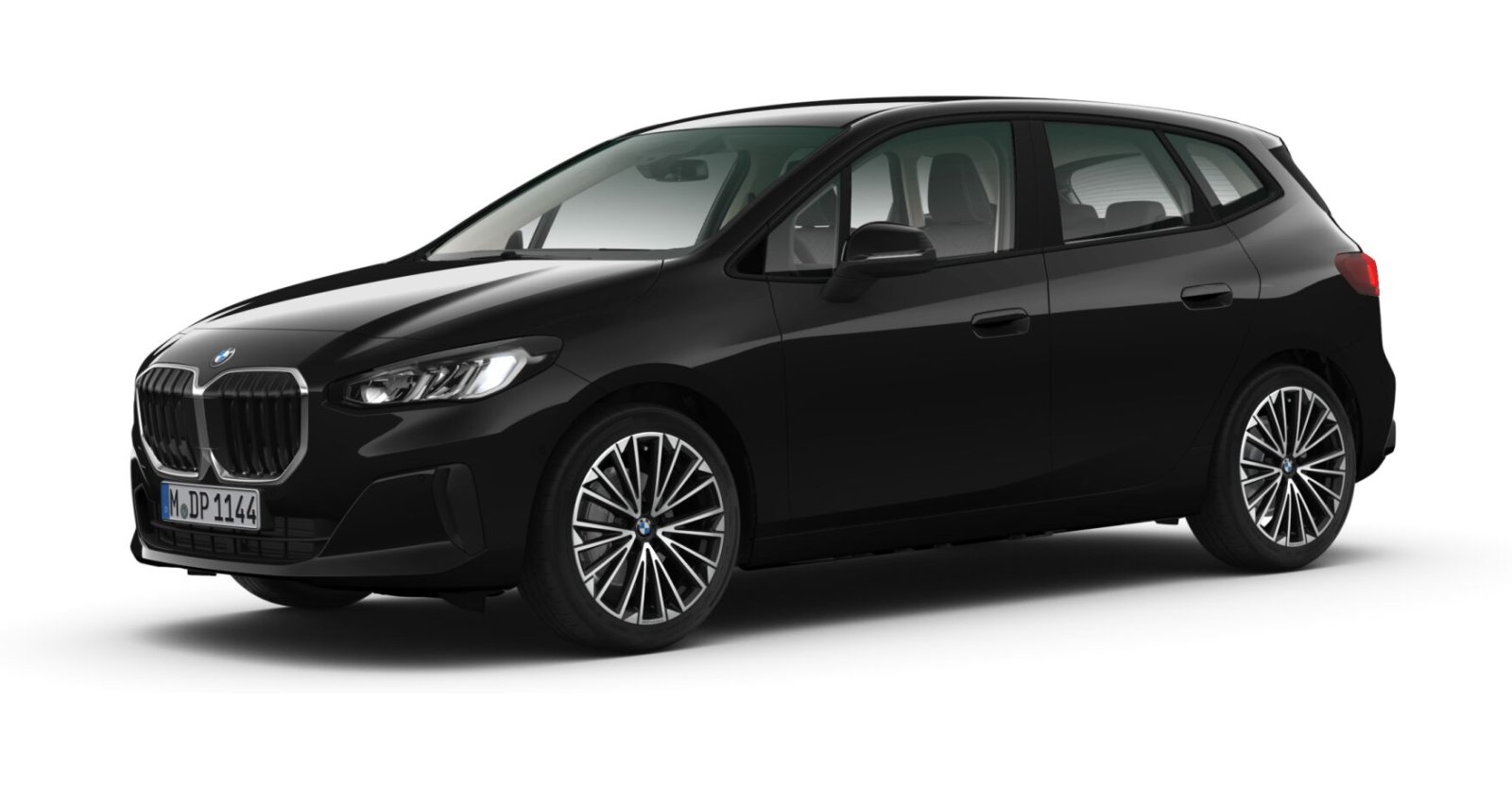BMW 218i Active Tourer in Schwarz von vorne BMW 218i Active Tourer in Schwarz von vorne