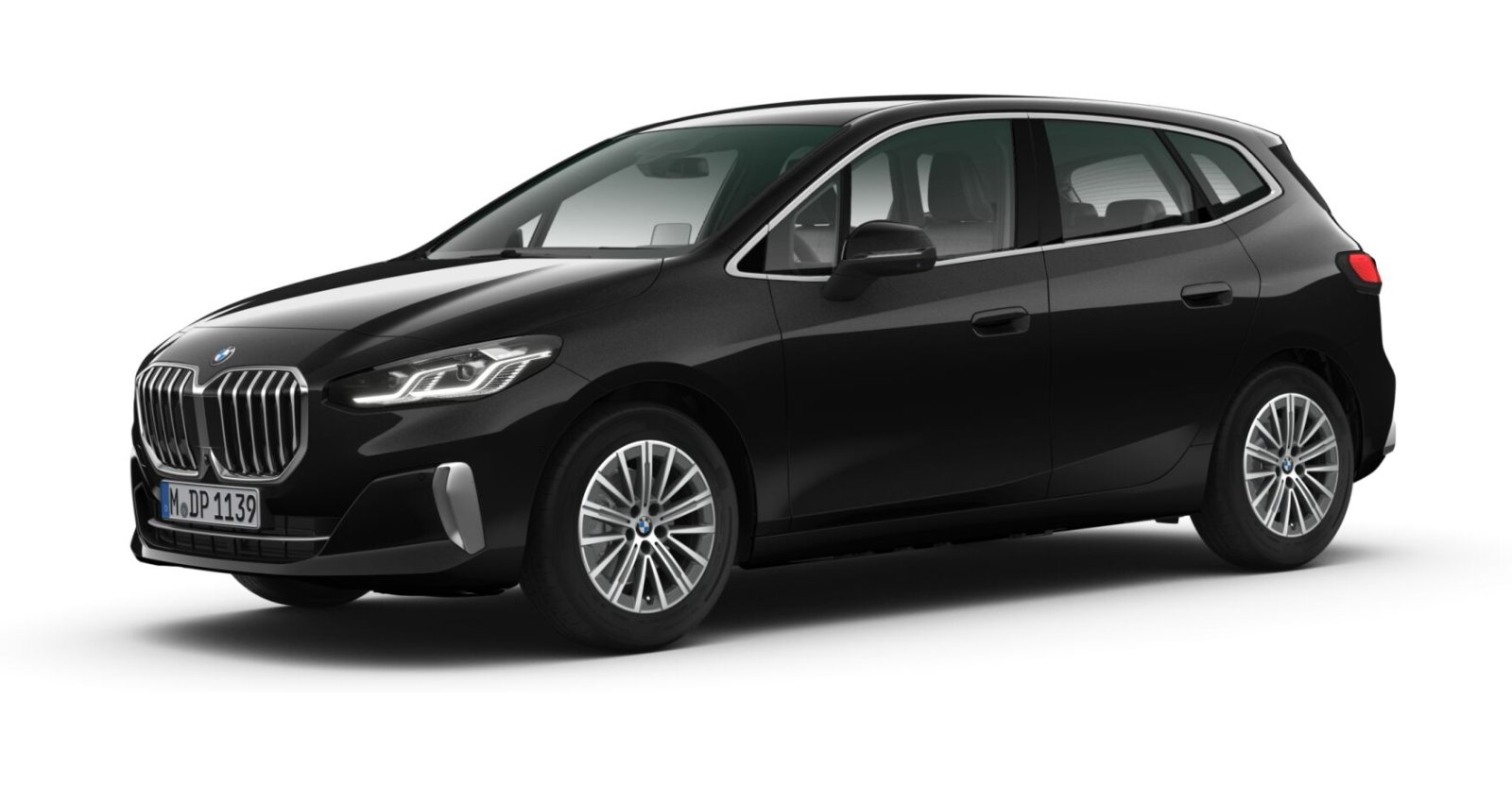 BMW 218i Active Tourer in Schwarz von vorne