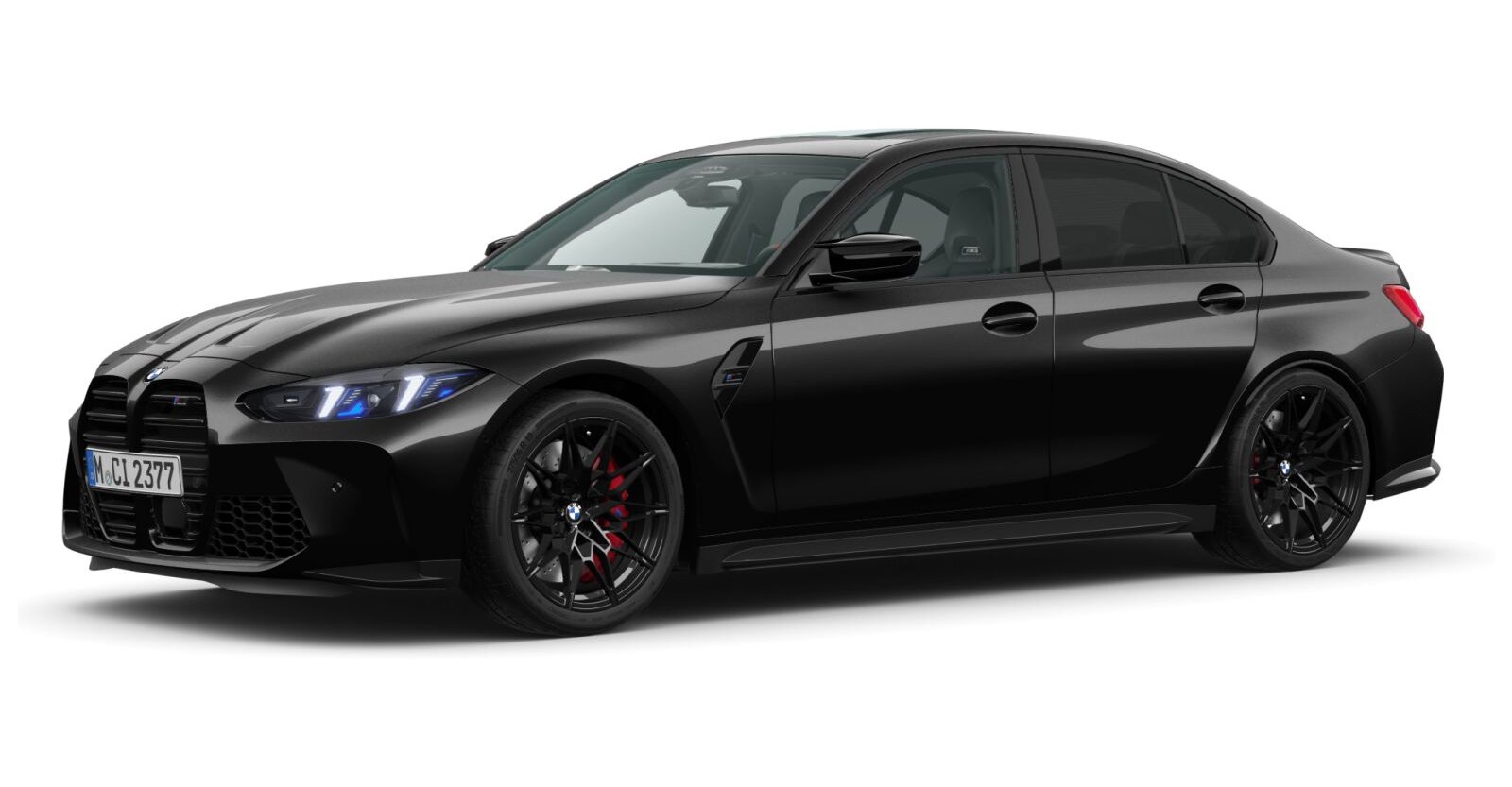 BMW M3 Competition Limousine mit M xDrive in Schwarz von vorne