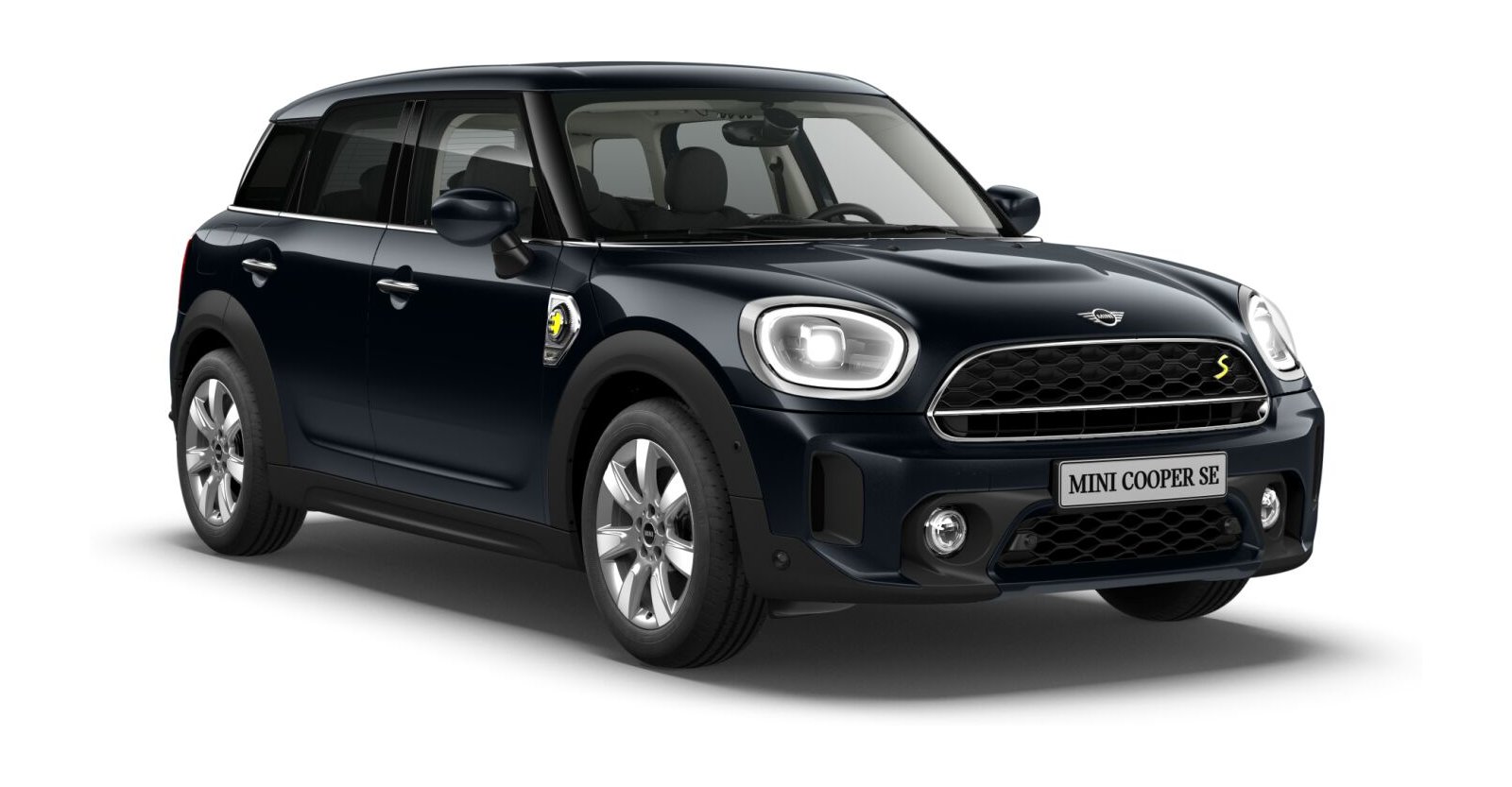 MINI Cooper SE Countryman ALL4 in Schwarz von vorne MINI Cooper SE Countryman ALL4 in Schwarz von vorne
