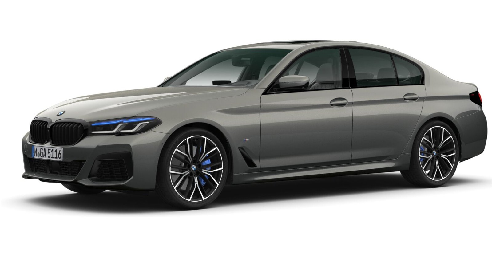 BMW M550i xDrive Limousine in Grau von vorne BMW M550i xDrive Limousine in Grau von vorne