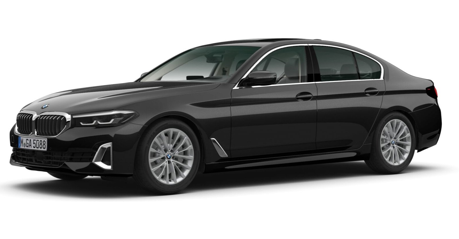 BMW 520d Limousine in Schwarz von vorne