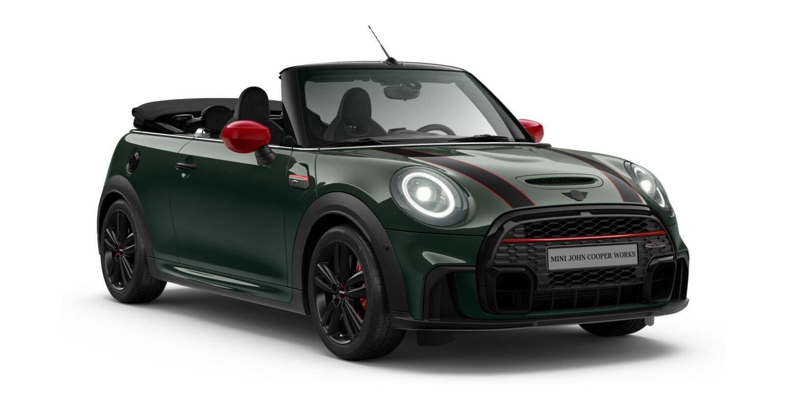 MINI JCW Cabrio in Grün von vorne MINI JCW Cabrio in Grün von vorne