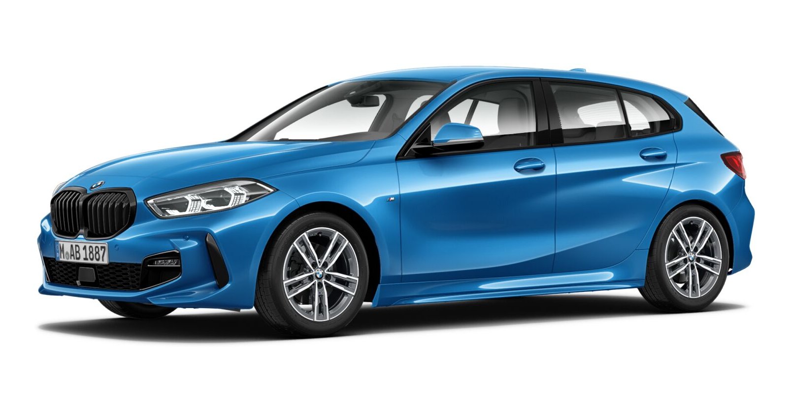 BMW 118i in Blau von vorne BMW 118i in Blau von vorne