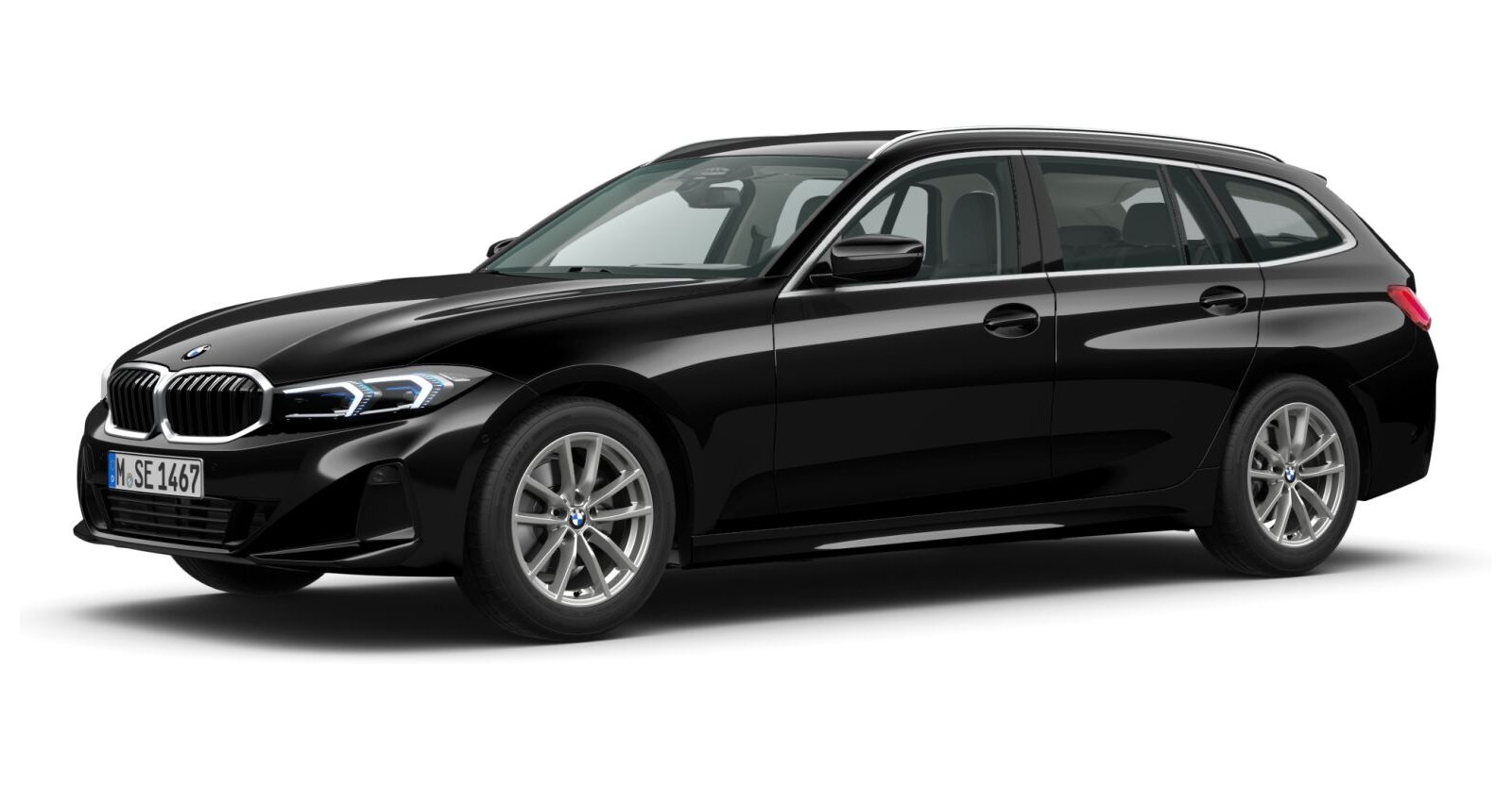 BMW 318i Touring in Schwarz von vorne BMW 318i Touring in Schwarz von vorne