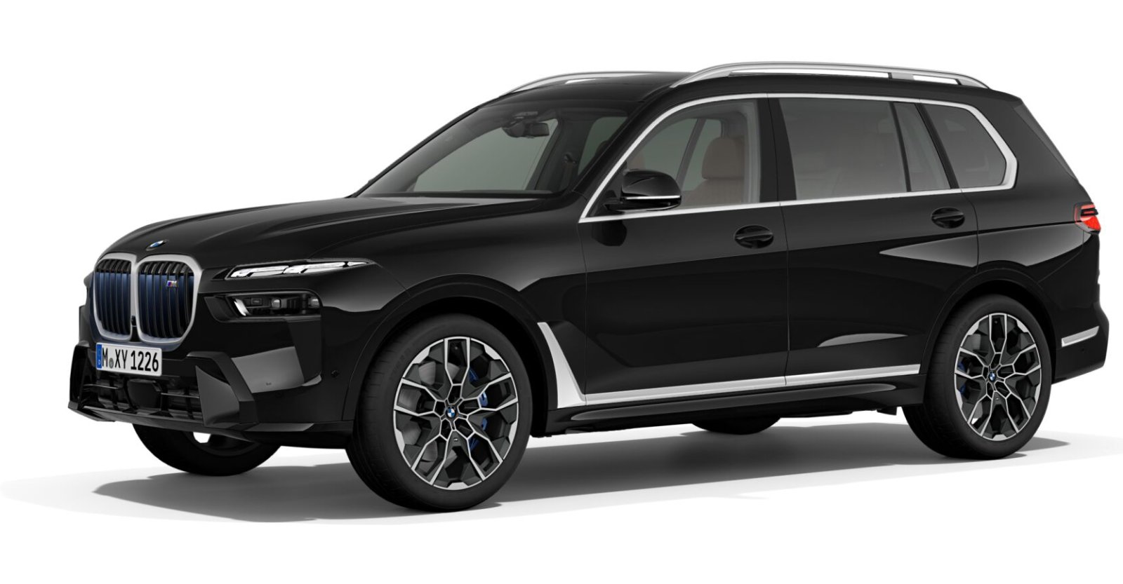 BMW X7 M60i xDrive in Schwarz von vorne BMW X7 M60i xDrive in Schwarz von vorne
