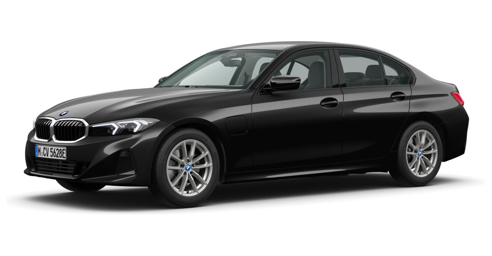 BMW 320e Limousine in Schwarz von vorne BMW 320e Limousine in Schwarz von vorne