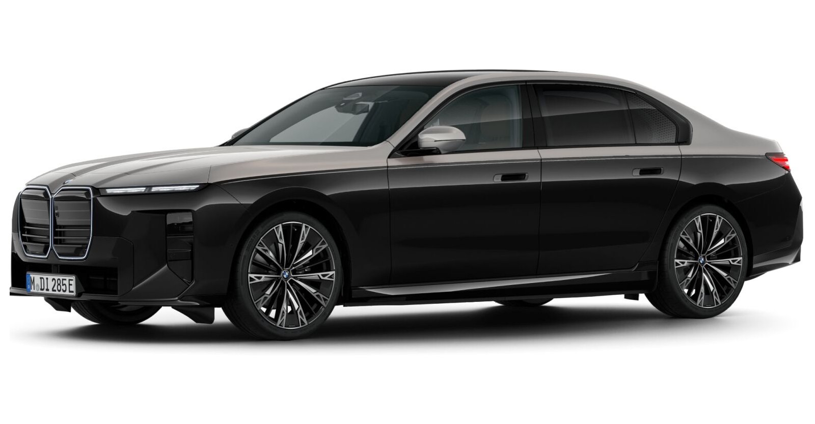 BMW i7 50 xDrive Limousine in Schwarz von vorne