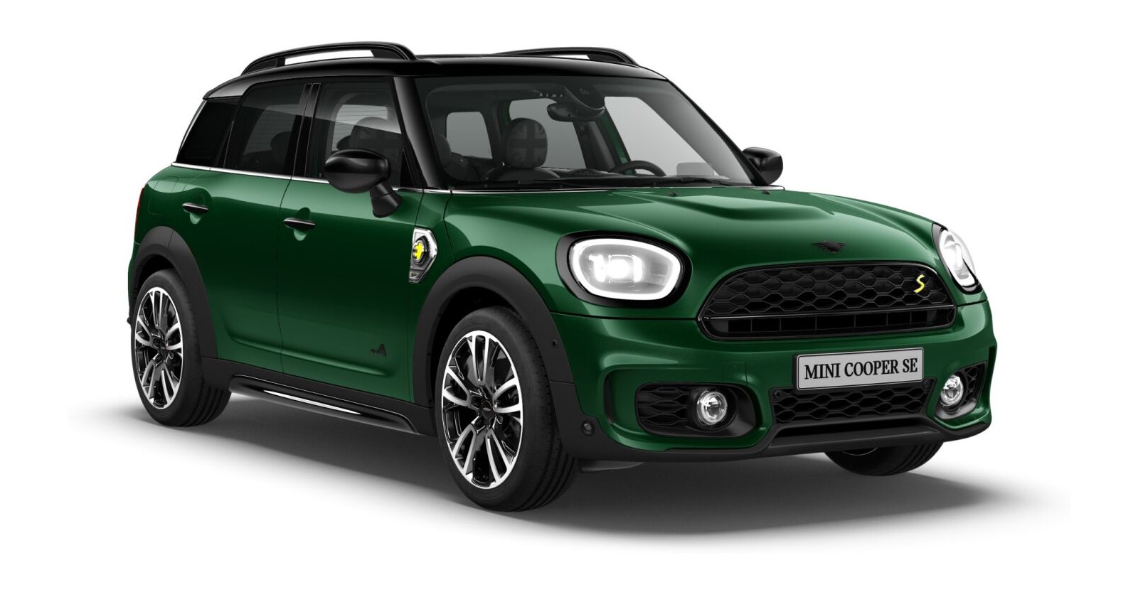 MINI Cooper SE Countryman ALL4 in Grün von vorne