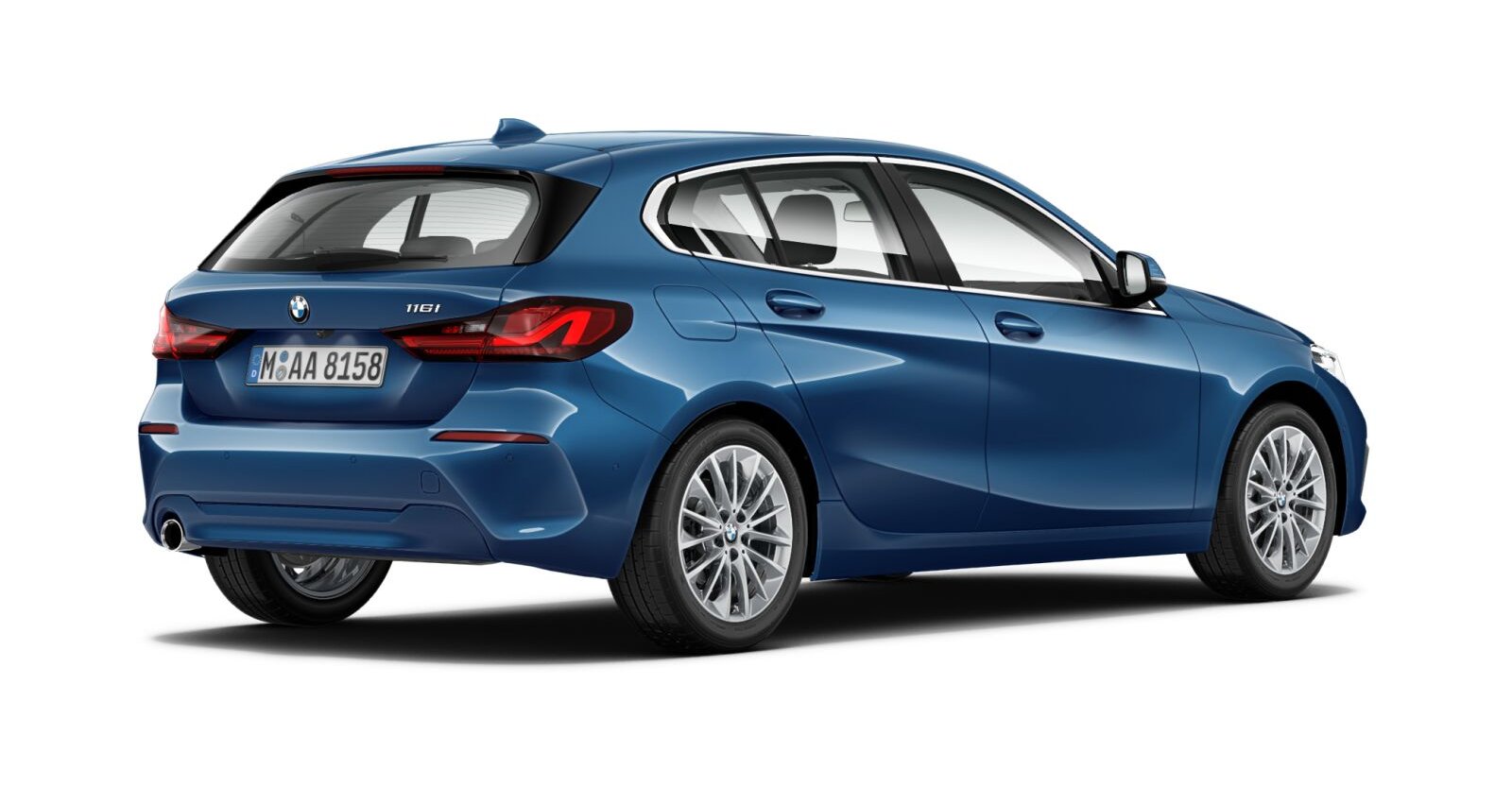 BMW BMW 1er in Blau von hinten BMW BMW 1er in Blau von hinten