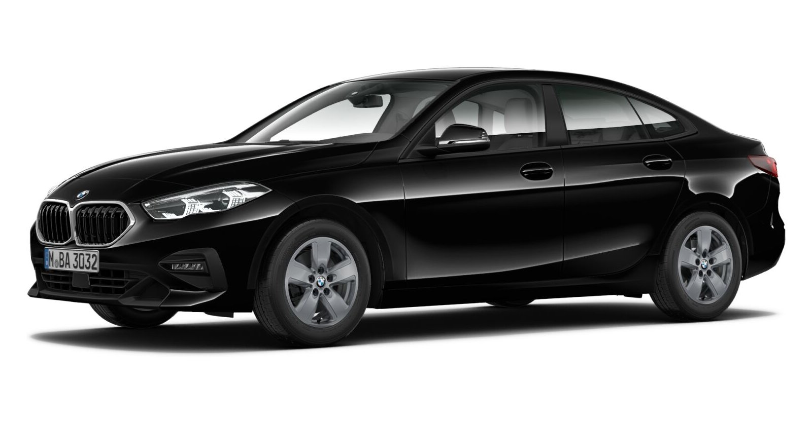 BMW 218i Gran Coupé in Schwarz von vorne BMW 218i Gran Coupé in Schwarz von vorne