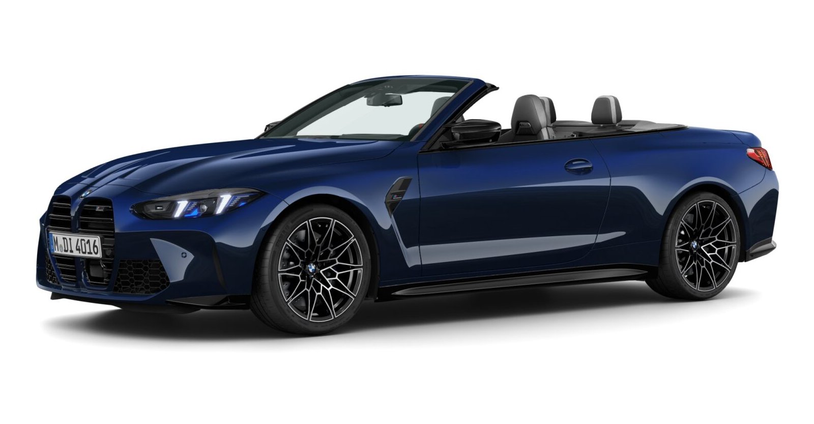 BMW M4 Competition Cabrio mit M xDrive in Blau von vorne BMW M4 Competition Cabrio mit M xDrive in Blau von vorne
