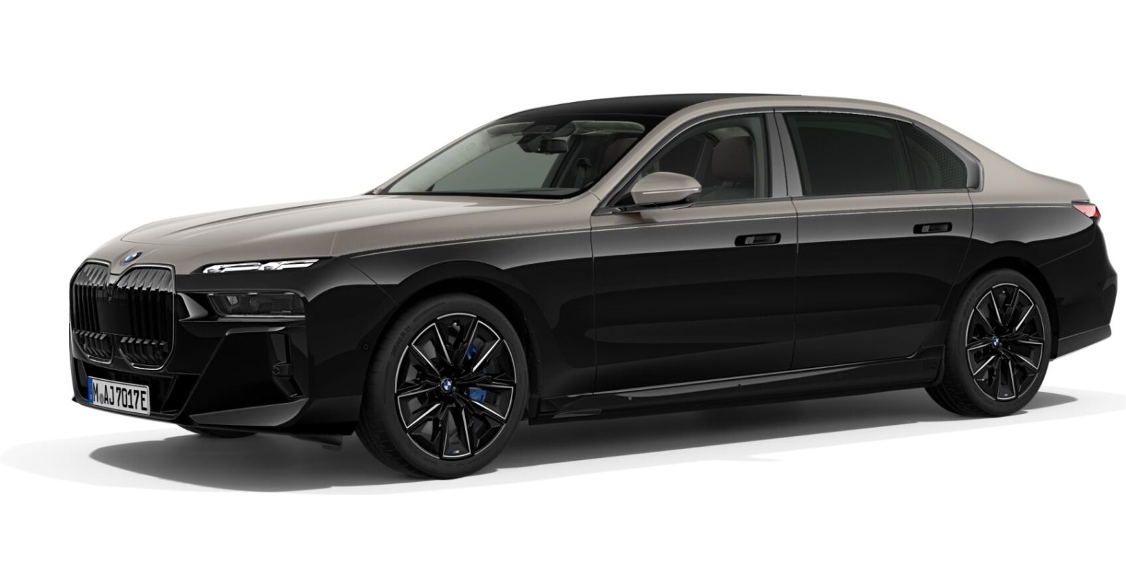 BMW i7 xDrive60 Limousine in Schwarz von vorne BMW i7 xDrive60 Limousine in Schwarz von vorne