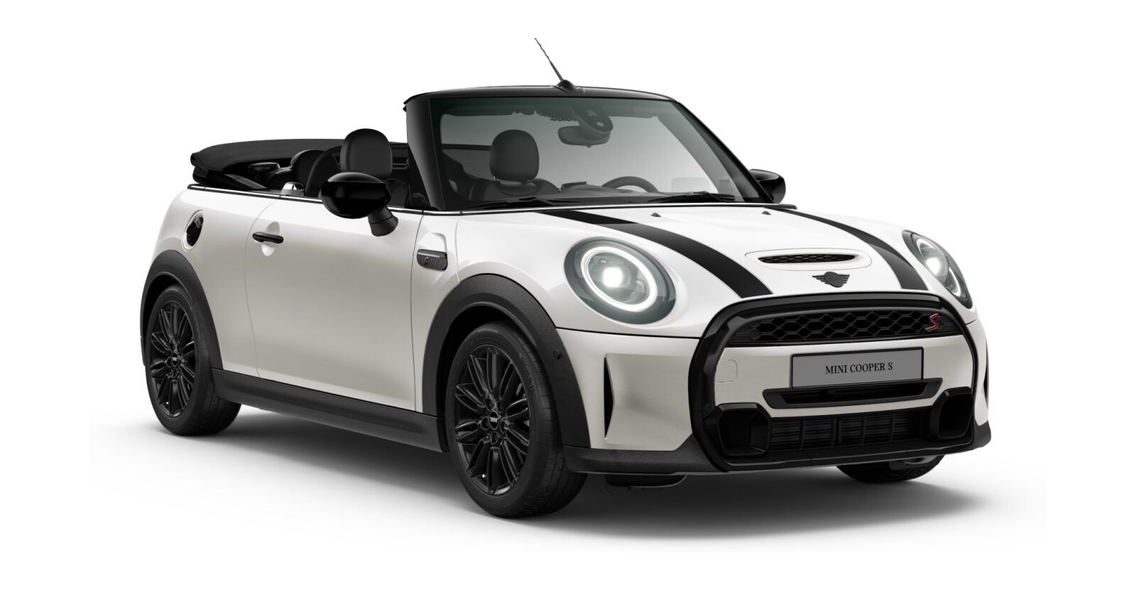 MINI Cooper S Cabrio in Weiß von vorne MINI Cooper S Cabrio in Weiß von vorne