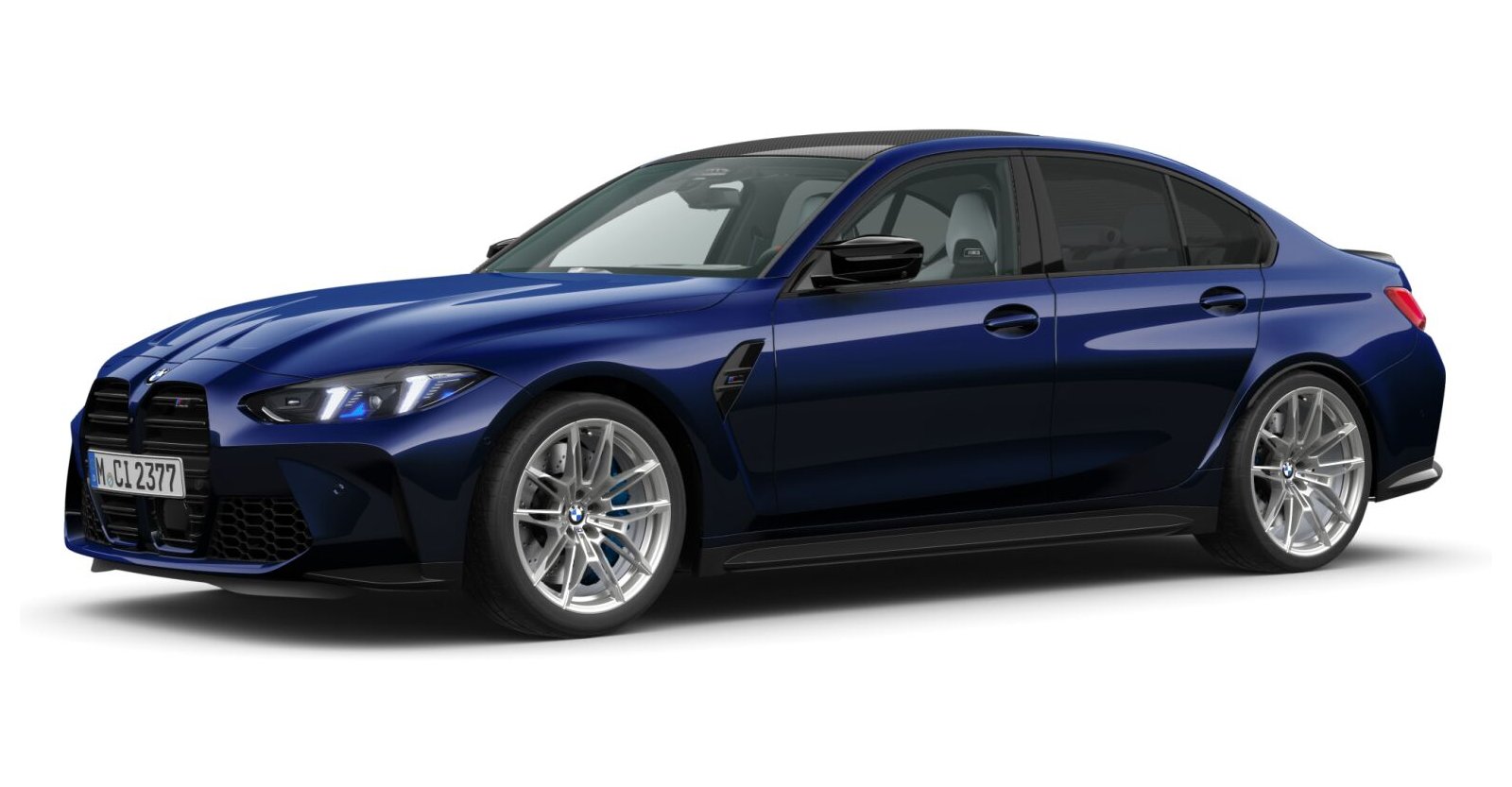 BMW M3 Competition Limousine in Blau von vorne