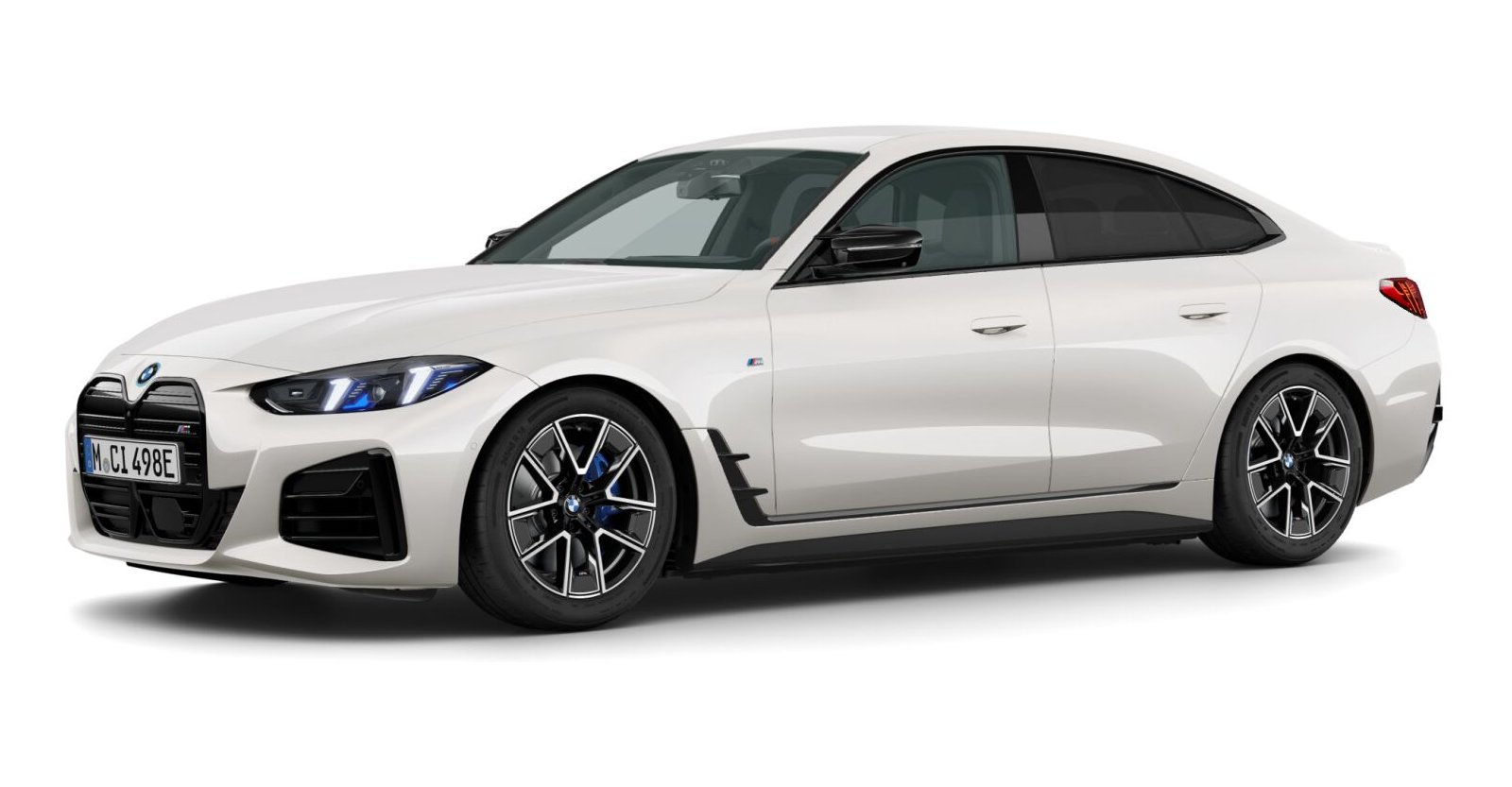 BMW i4 M60 xDrive Gran Coupé in Weiß von vorne