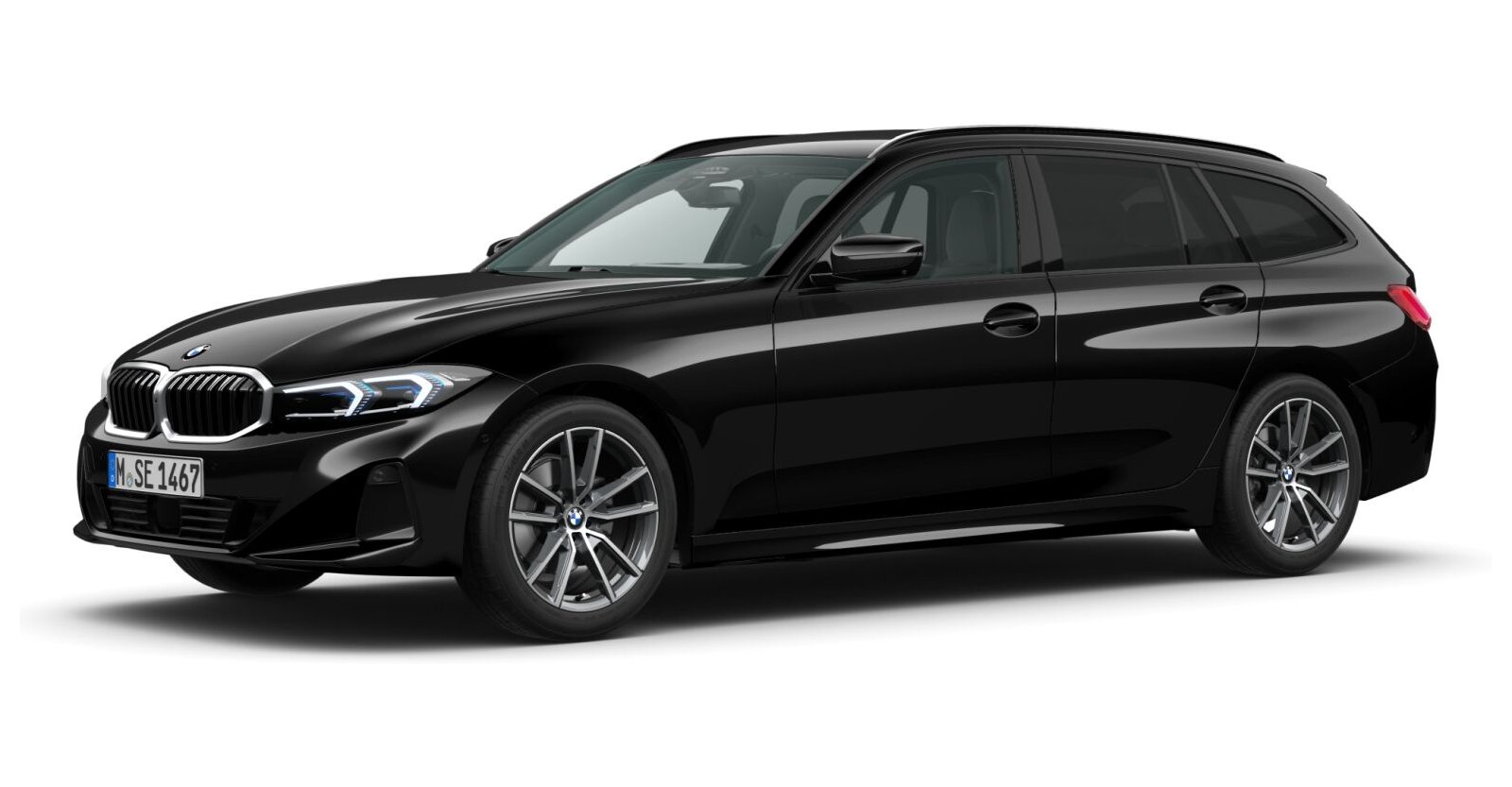 BMW 320d Touring in Schwarz von vorne BMW 320d Touring in Schwarz von vorne
