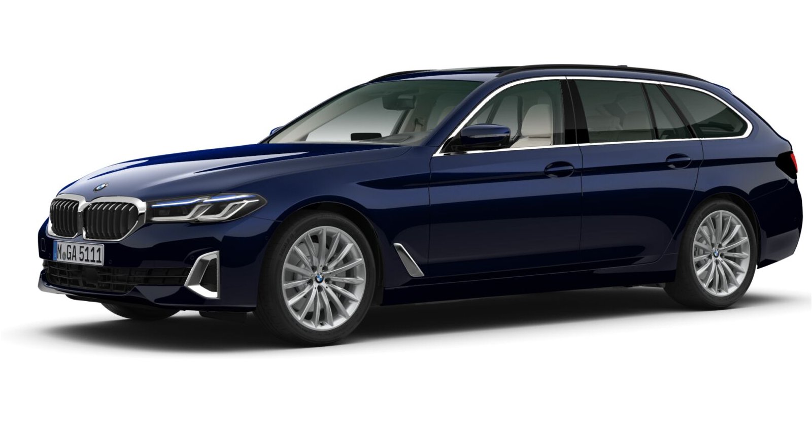 BMW 530d Touring in Blau von vorne