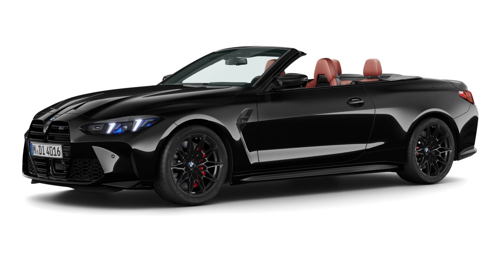 BMW M4 Competition Cabrio mit M xDrive in Schwarz von vorne