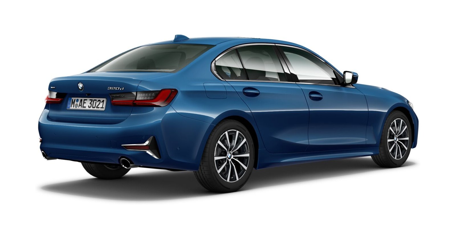BMW BMW 3er in Blau von hinten BMW BMW 3er in Blau von hinten