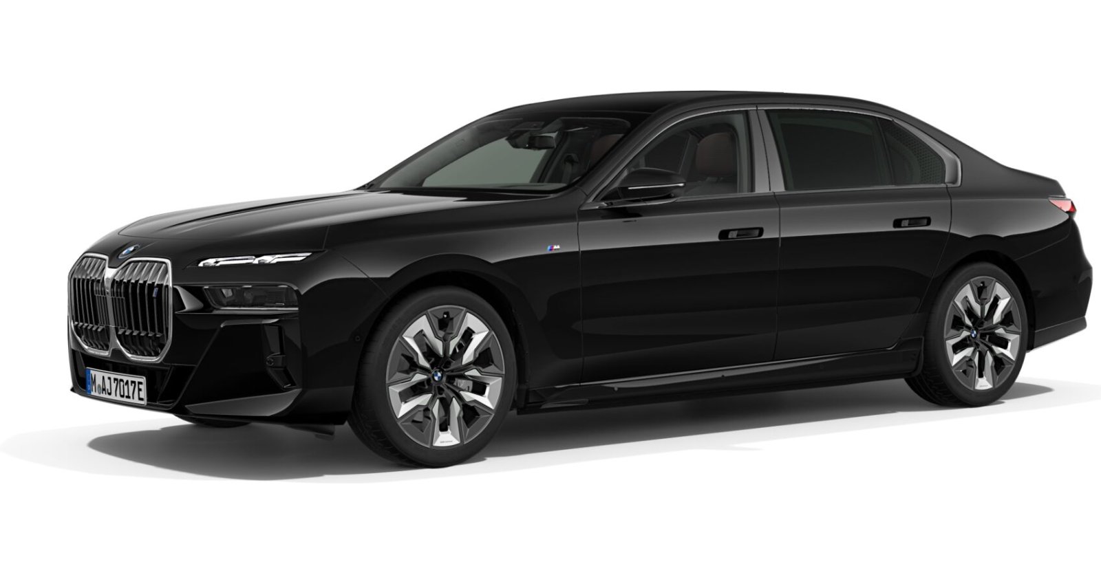 BMW i7 xDrive60 Limousine in Schwarz von vorne BMW i7 xDrive60 Limousine in Schwarz von vorne