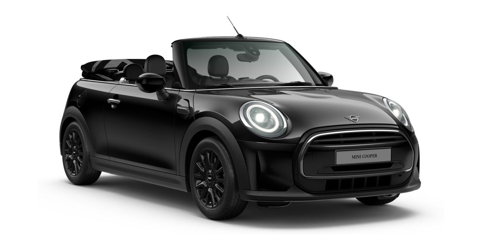 MINI Cooper Cabrio in Schwarz von vorne MINI Cooper Cabrio in Schwarz von vorne