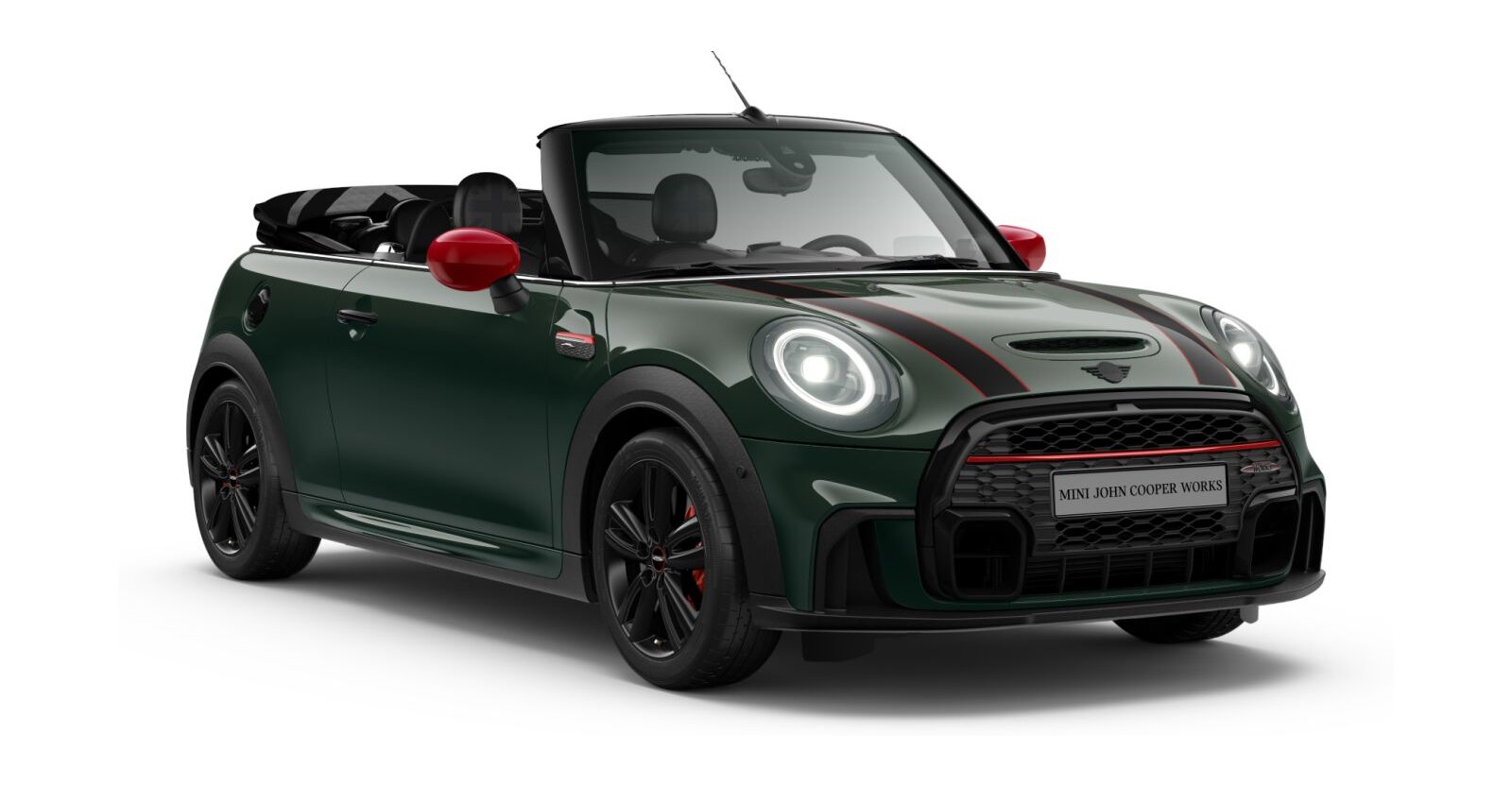 MINI JCW Cabrio in Grün von vorne MINI JCW Cabrio in Grün von vorne