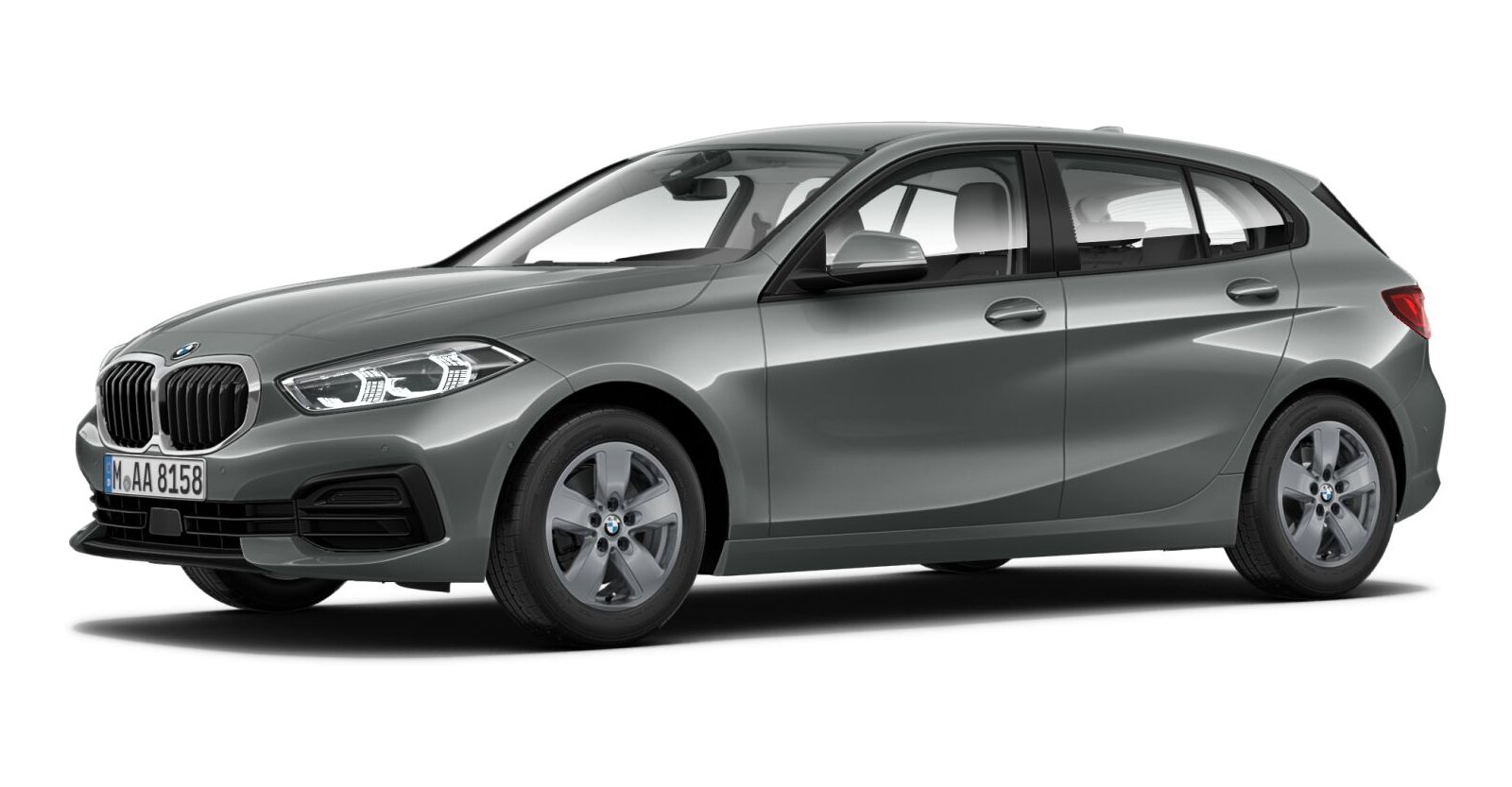 BMW 118i in Grau von vorne