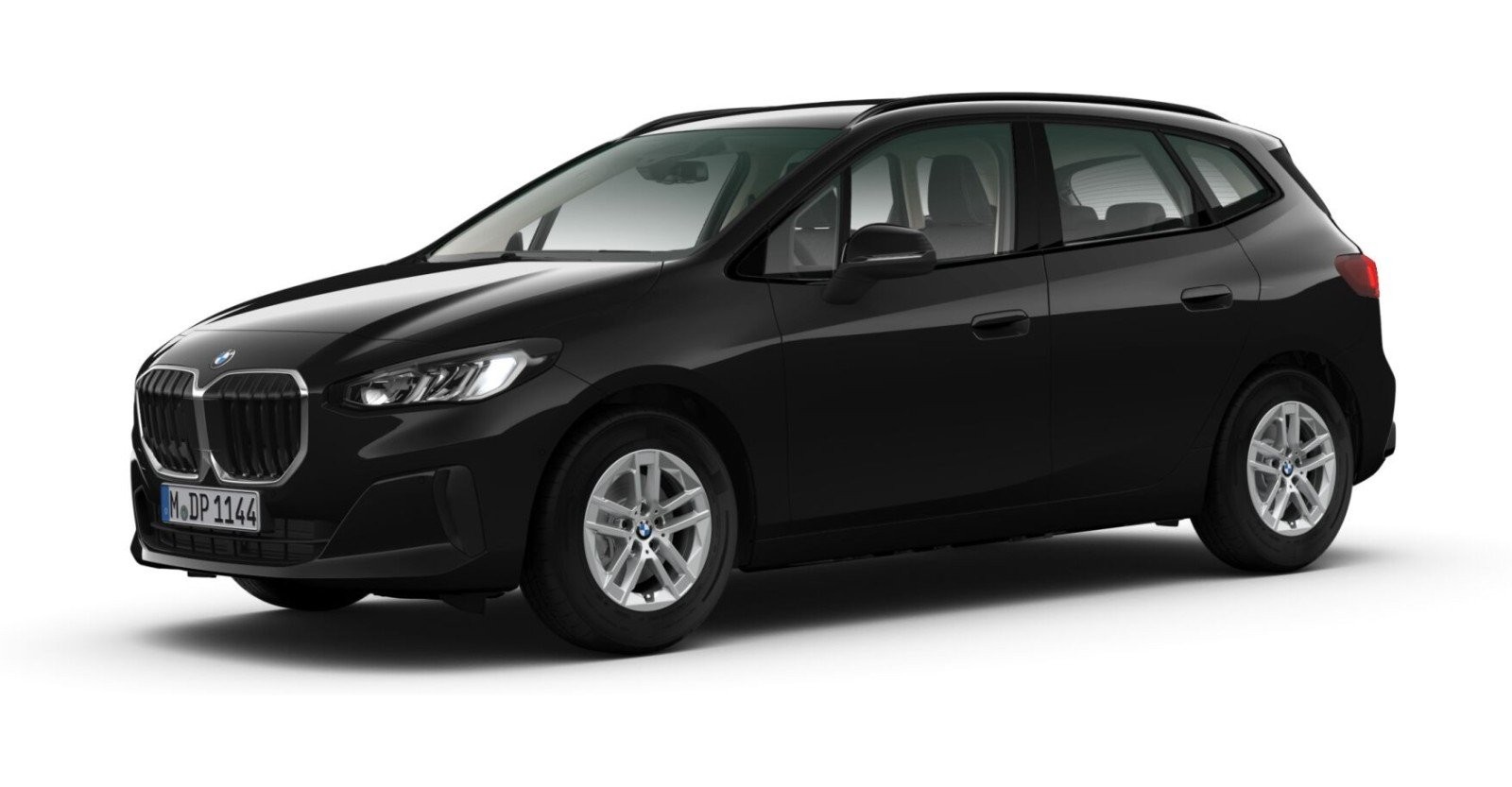 BMW 218i Active Tourer in Schwarz von vorne