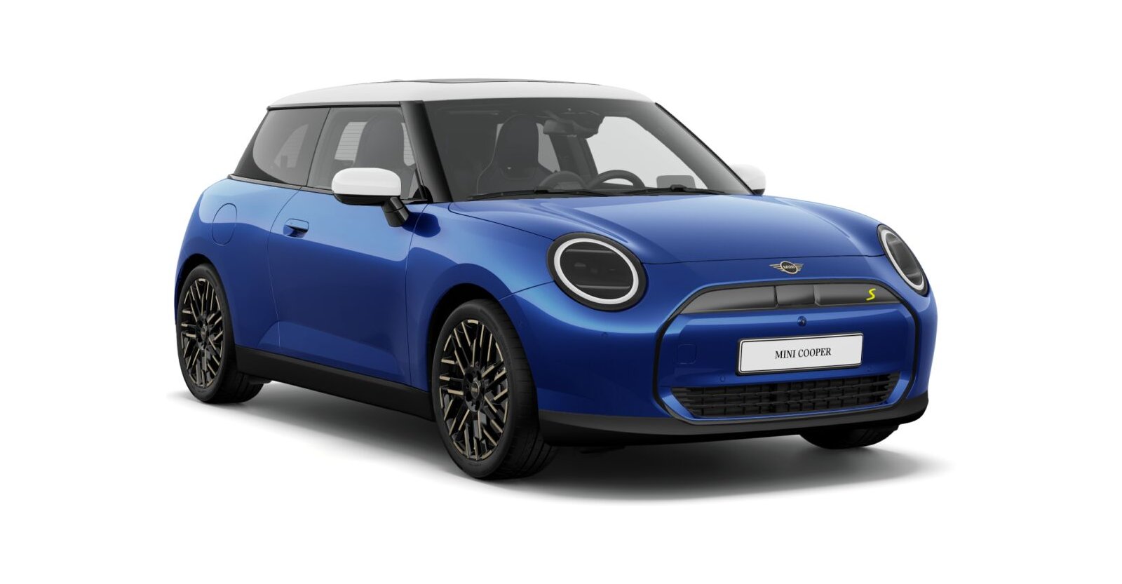MINI Cooper SE in Blau von vorne MINI Cooper SE in Blau von vorne
