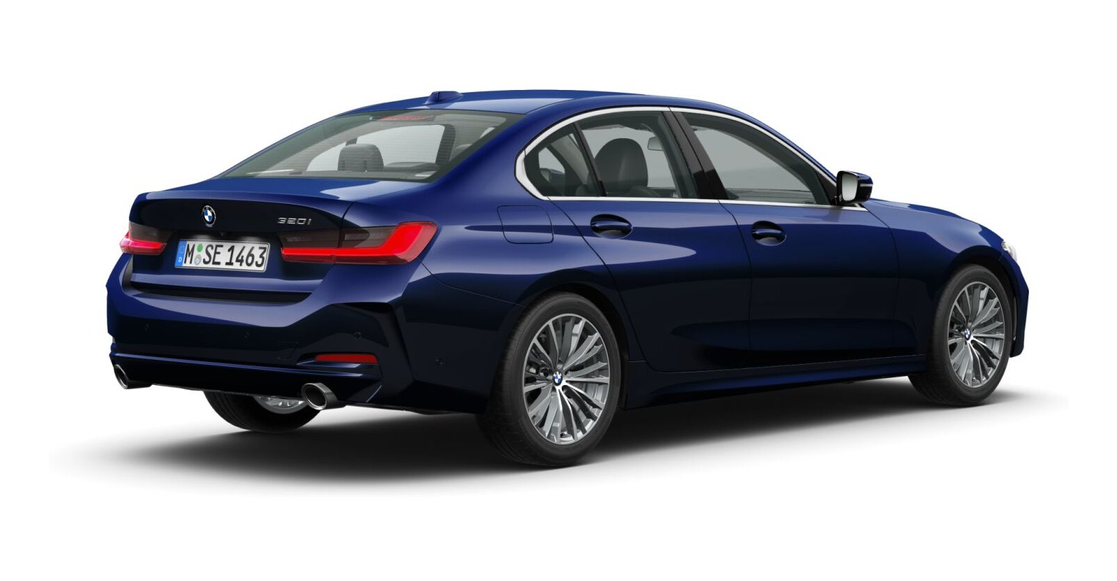 BMW BMW 3er in Blau von hinten BMW BMW 3er in Blau von hinten