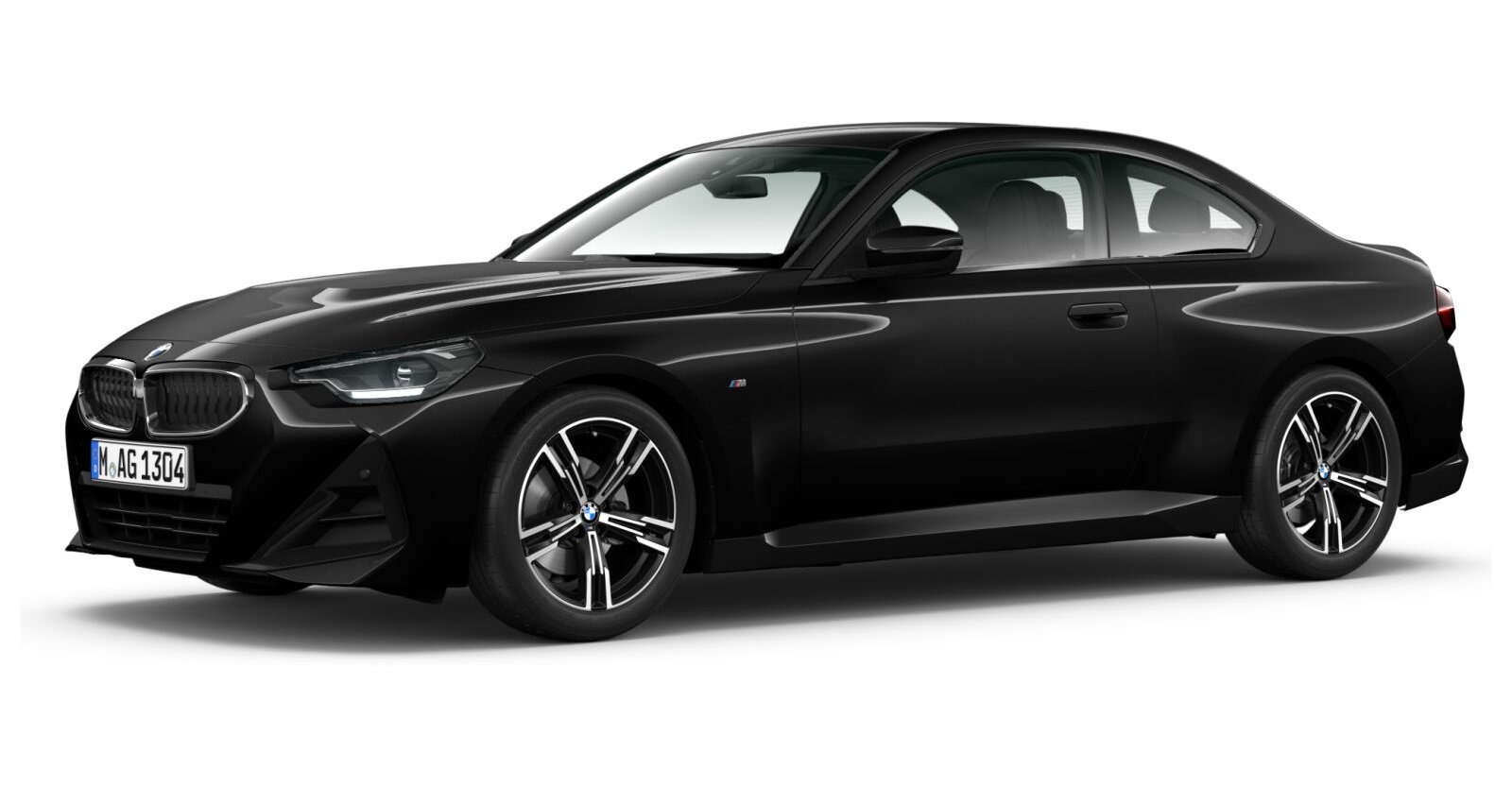 BMW 230i Coupé in Schwarz von vorne BMW 230i Coupé in Schwarz von vorne