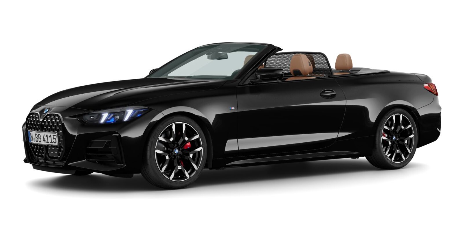 BMW 430i xDrive Cabrio in Schwarz von vorne BMW 430i xDrive Cabrio in Schwarz von vorne