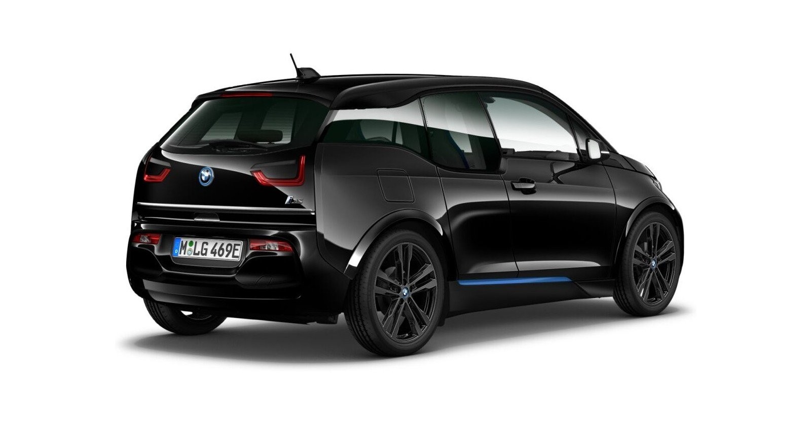 BMW BMW I in Schwarz von hinten BMW BMW I in Schwarz von hinten