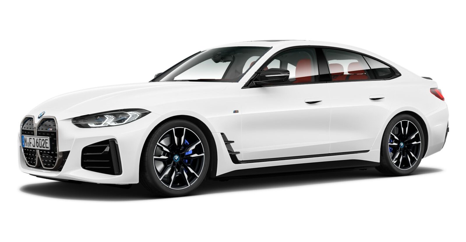 BMW i4 M50 Gran Coupé in Weiß von vorne