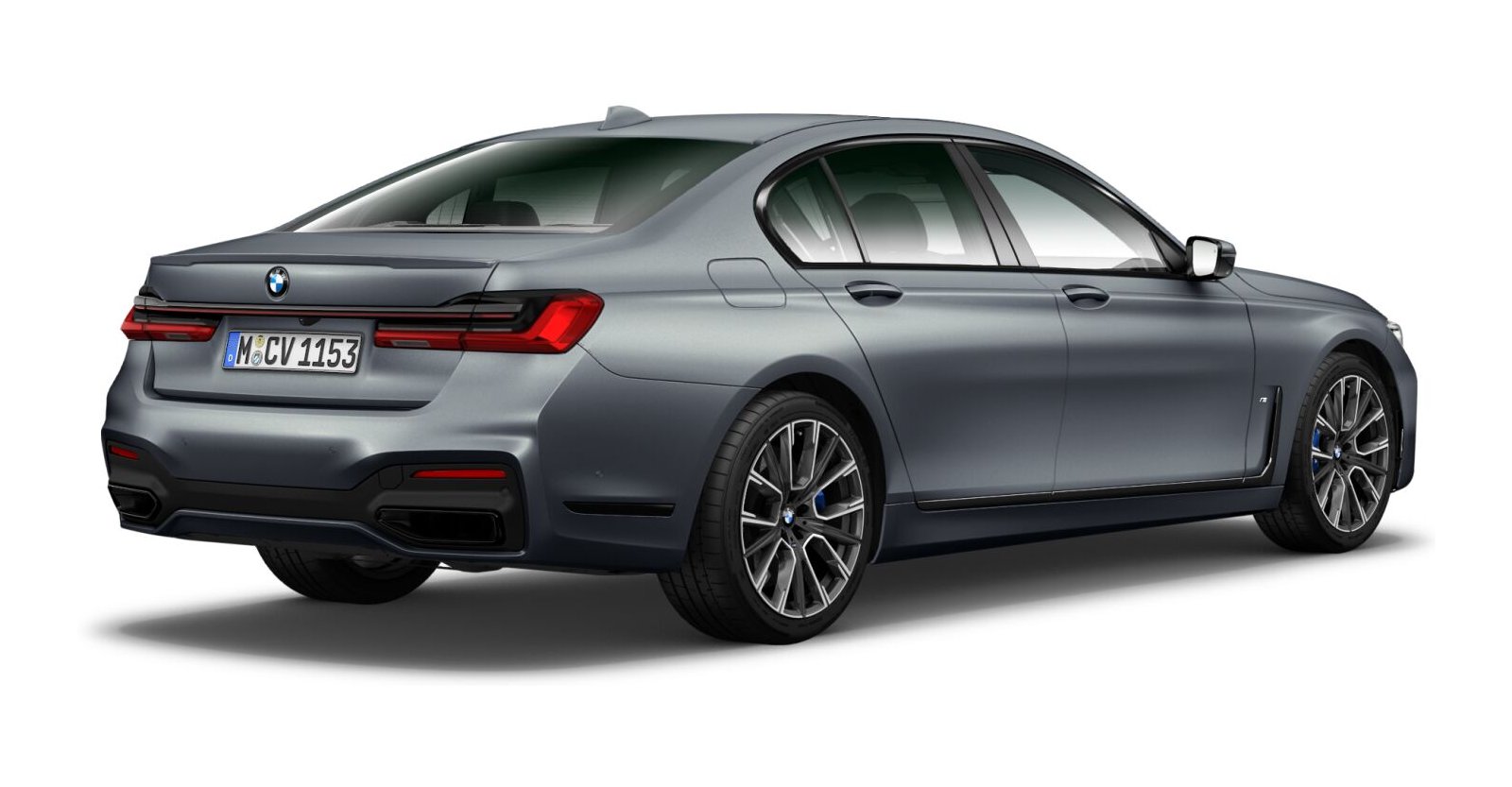 BMW BMW 7er in Blau von hinten