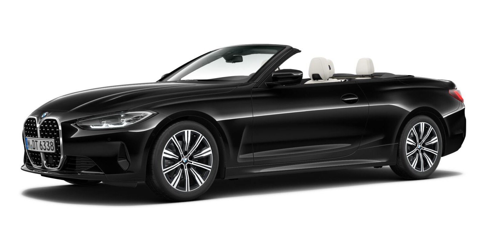 BMW 430i Cabrio in Schwarz von vorne