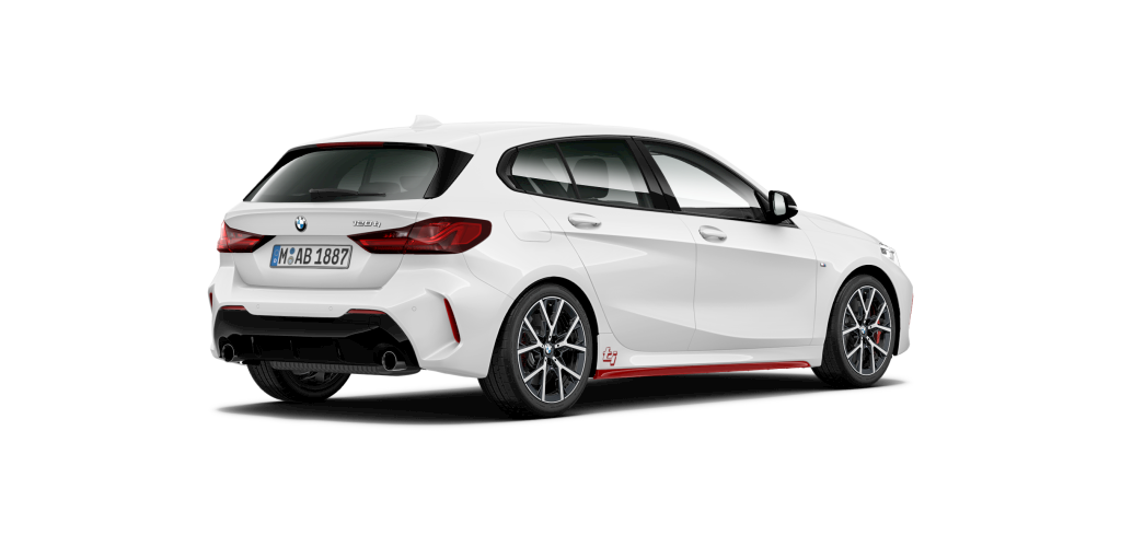 BMW BMW 1er in Weiß von hinten BMW BMW 1er in Weiß von hinten
