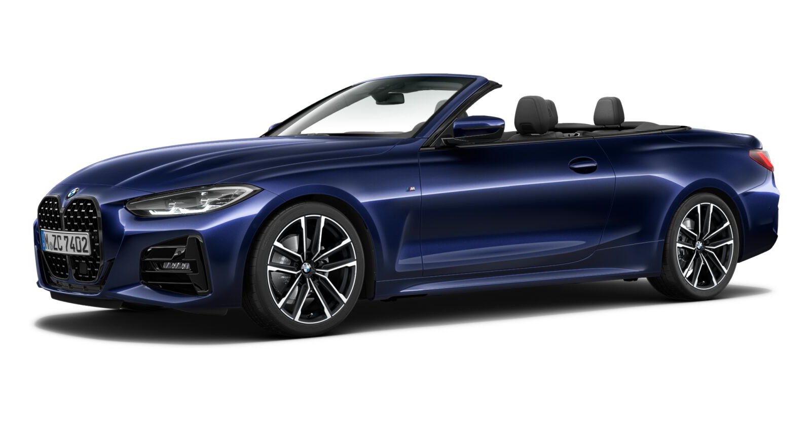 BMW 420i Cabrio in Blau von vorne